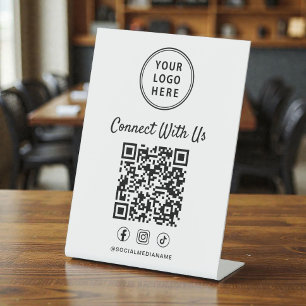 Zakelijk Logo QR Code Tafelmodel Reclamebord Met Voetstuk