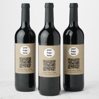 Zakelijk Logo QR-code Tekst Website Kraft Klant Wijn Etiket