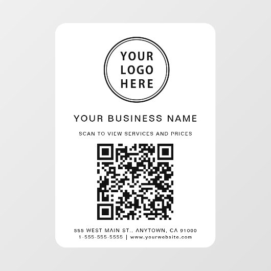 Zakelijk Logo QR Code Wit Raamsticker (Vel)