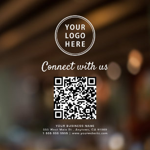 Zakelijk Logo QR Code Wit Verbind Met Ons Raamsticker