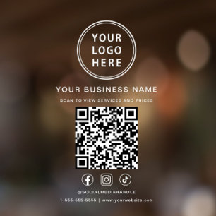Zakelijk Logo QR Code Witte Lettering Raamsticker