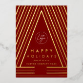 Zakelijk logo rood en goud geometrisch kerstfeest folie feestdagenkaart (Voorkant)