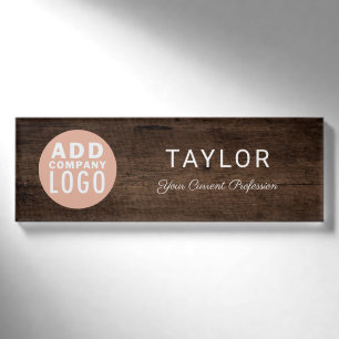Zakelijk logo rustieke houten look medewerkers naambadge