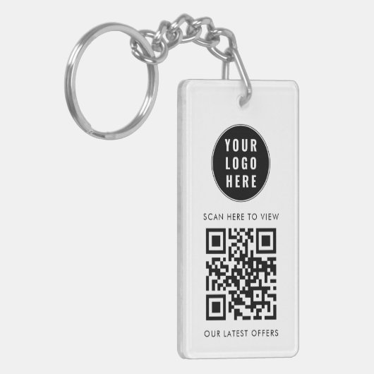 Zakelijk Logo Scan QR Code Eenvoudig Aangepast Sleutelhanger (Voorkant Links)