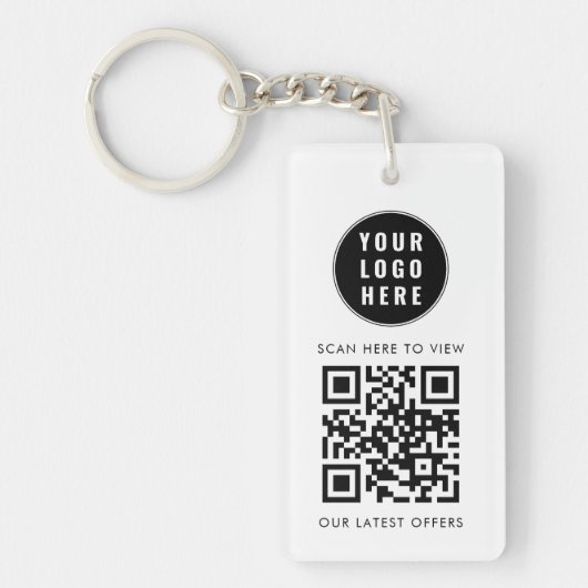 Zakelijk Logo Scan QR Code Eenvoudig Aangepast Sleutelhanger (Voorkant)