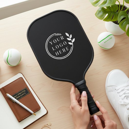 Zakelijk Logo Simple Black Corporate Pickleball Paddle