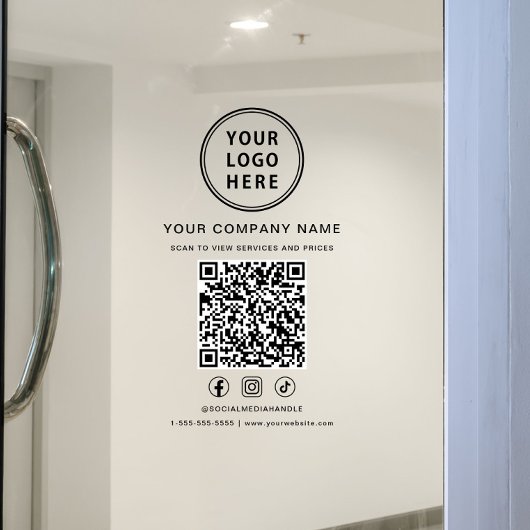 Zakelijk logo sociale media QR-code Raamsticker