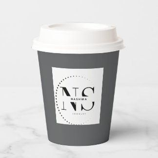 Zakelijk logo stijlvol grijs modern professionele papieren bekers