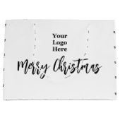 Zakelijk logo vrolijk kerstfeest script zwart & wi groot cadeauzakje (Voorkant)