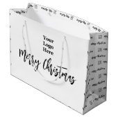 Zakelijk logo vrolijk kerstfeest script zwart & wi groot cadeauzakje (Achterkant Gekanteld)