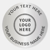 Zakelijk Logo Zilver Ronde Sticker (Voorkant)
