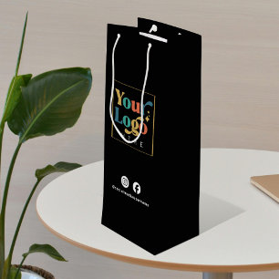 Zakelijk Logo zwart promotiepapier Wijn Cadeautas