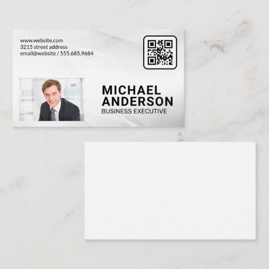 Zakelijk Man in Suit | QR-code | Ondernemingen Visitekaartje (Voorkant / Achterkant)