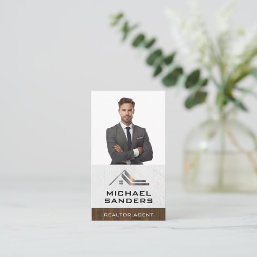 Zakelijk Man in Suit Smiling Visitekaartje (Staand voorkant)