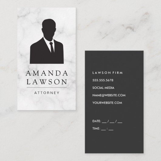 Zakelijk man Kostuum en Stropdas / Marmer Afsprakenkaartje (Voorkant / Achterkant)