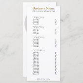 Zakelijk menu met prijslijst (Voorkant / Achterkant)