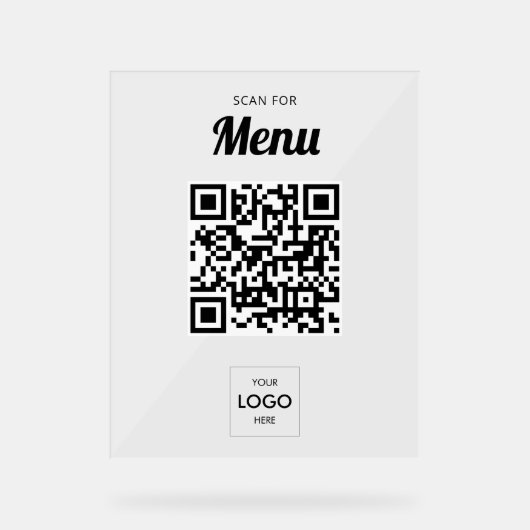 Zakelijk menu QR-code Acrylteken Acryl Bord (Voorkant)