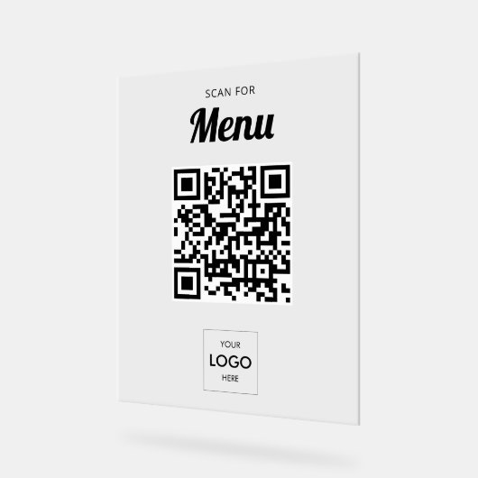 Zakelijk menu QR-code Acrylteken Acryl Bord (Hoek)