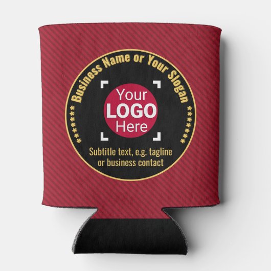 Zakelijk merk Classic Stripe - rood, zwart, goud Blikjeskoeler (Achterkant)
