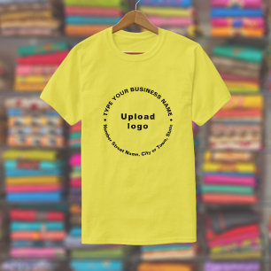 Zakelijk Merk in Ronde Patroon Tekst op Geel T-shirt