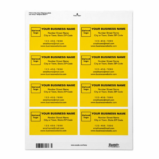 Zakelijk merk op geel verzendlabel (Full Sheet)