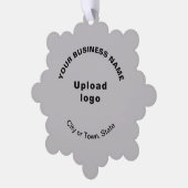 Zakelijk merk op grijs sneeuwvlokvormpapier ornament kaart (Links)