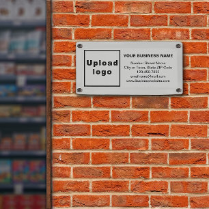 Zakelijk merk op kleine grijze banner