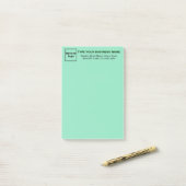 Zakelijk merk op kop van Blauwgroen groen lang Post-it® Notes (Op bureau)