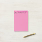 Zakelijk merk op kop van Pink Long Post-it® Notes (Op bureau)