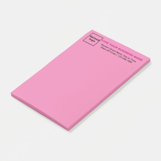 Zakelijk merk op kop van Pink Long Post-it® Notes (Schuin)