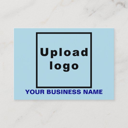 Zakelijk merk op lichtblauwe oproepkaart contactkaartje (Achterkant)