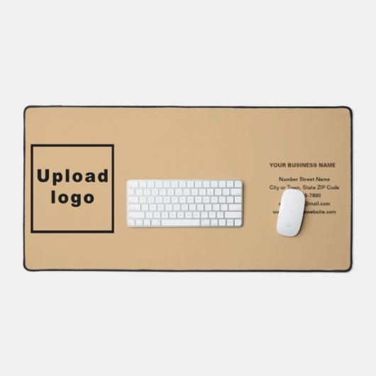 Zakelijk merk op lichtbruine bureaumat (Keyboard & Muis)