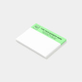 Zakelijk merk op lichtgroene kop van rechthoek post-it® notes (Schuin)