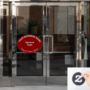 Zakelijk merk op rode ovale vorm raamfolie raamsticker
