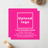 Zakelijk merk op Roze Square Flat Note-Kaart Notitiekaartje (Voorkant / Achterkant in situ)