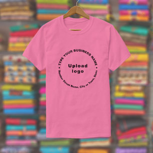 Zakelijk Merk Ronde Patroon Teksten op Roze T-Shir T-shirt