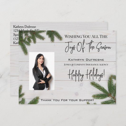 Zakelijk met foto Kerstmis Rustiek Briefkaart (Voorkant / Achterkant)