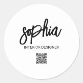 Zakelijk minimalistisch penseelscript Wit Ronde Sticker (Voorkant)