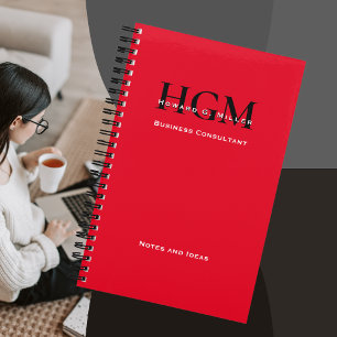 Zakelijk Modern Eenvoudig Monogram Logo Rood Zwart Notitieboek