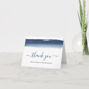 Zakelijk modern waterverf navyblauw bedankkaart