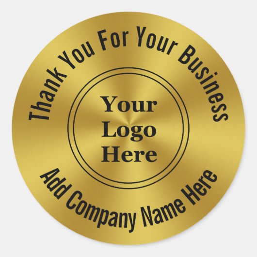 Zakelijk moderne nepgoud Uw logo hier Bedankt Ronde Sticker (Voorkant)