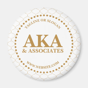 Zakelijk Monogram Logo Wit Goud Trellis Magneet