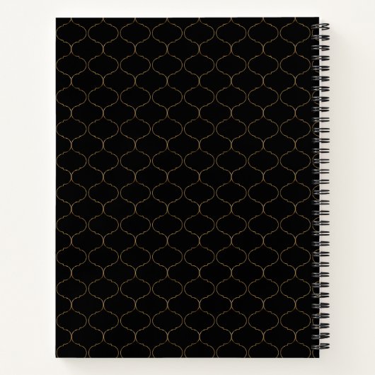 Zakelijk Monogram Zwart Goud Trellis Checklist Notitieboek (Achterkant)