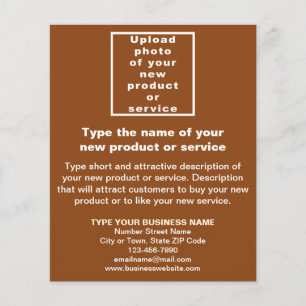 Zakelijk nieuw product of dienst op bruine flyer