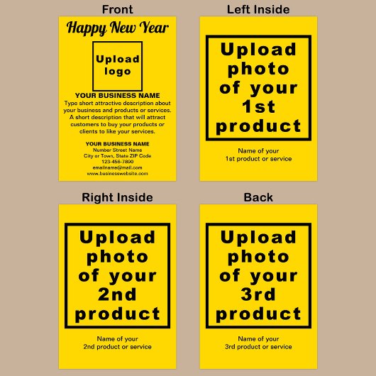 Zakelijk Nieuwjaar Geel Gevouwen Wenskaart Kaart