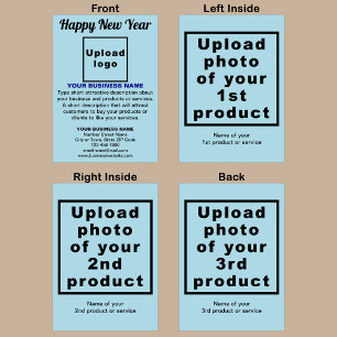 Zakelijk Nieuwjaar Lichtblauw gevouwen Wenskaart Kaart