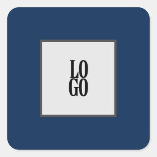 Zakelijk of bedrijfs aangepast logo op marineblauw vierkante sticker