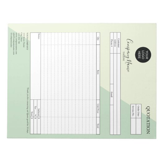 Zakelijk offerteformulier, factuur, voeg uw logo t notitieblok (Voorkant)