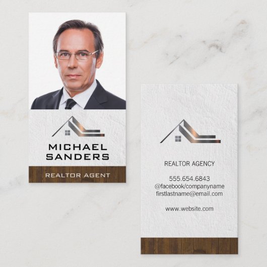Zakelijk Onroerend Goed | Zakelijke Man met Bril Visitekaartje (Voorkant / Achterkant)