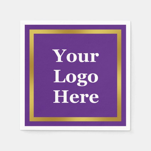 Zakelijk Paarse Wit en Goud Uw Logo Hier Servet (Voorkant)